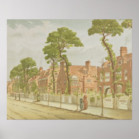 Aussicht auf den Bedford Park, 1882 (Farblitho) Poster (Vorne)