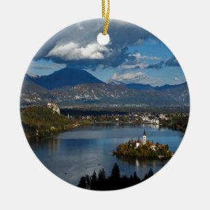 Aussicht auf den Bled-See von Ojstrica Keramik Ornament