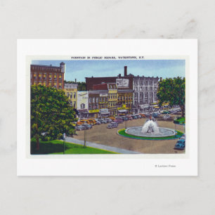 Aussicht auf den Brunnen auf dem öffentlichen Plat Postkarte