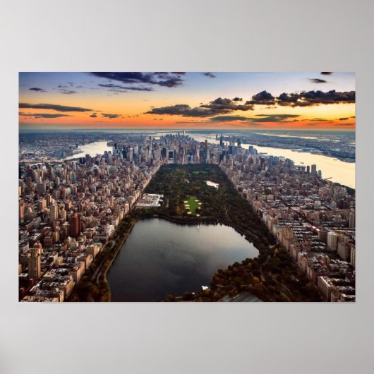 Aussicht auf den Central Park bei Sonnenuntergang Poster (Vorne)