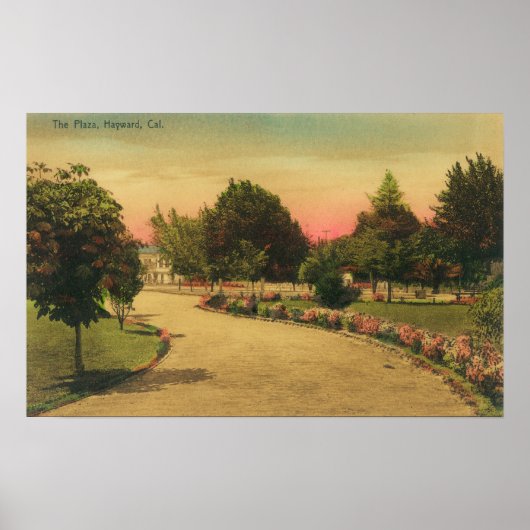 Aussicht auf den City PlazaHayward, CA. Poster (Vorne)