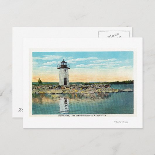 Aussicht auf den Cobbosseeconte und den Leuchtturm Postkarte (Vorne/Hinten)