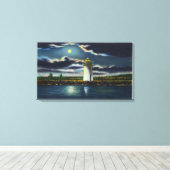 Aussicht auf den Cobbosseeconteur Leuchtturm bei N Leinwanddruck (Insitu (Holzboden))