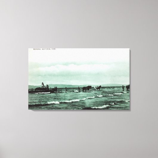 Aussicht auf den Fischfang Seine, Pferdekarren Leinwanddruck (Vorderseite)