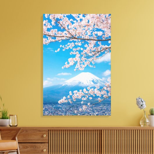 Aussicht auf den Fuji mit Kirschblüten Leinwanddruck (Insitu (Wohnzimmer))