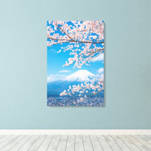 Aussicht auf den Fuji mit Kirschblüten Leinwanddruck (Insitu (Holzboden))