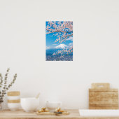 Aussicht auf den Fuji mit Kirschblüten Poster (Küche)