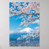 Aussicht auf den Fuji mit Kirschblüten Poster (Vorne)