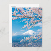 Aussicht auf den Fuji mit Kirschblüten Postkarte (Vorne/Hinten)