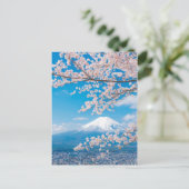 Aussicht auf den Fuji mit Kirschblüten Postkarte (Stehend Vorderseite)