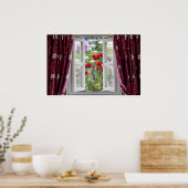 Aussicht auf den Garten mit Wildblumen Poster (Küche)