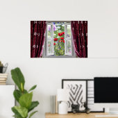 Aussicht auf den Garten mit Wildblumen Poster (Heimbüro)