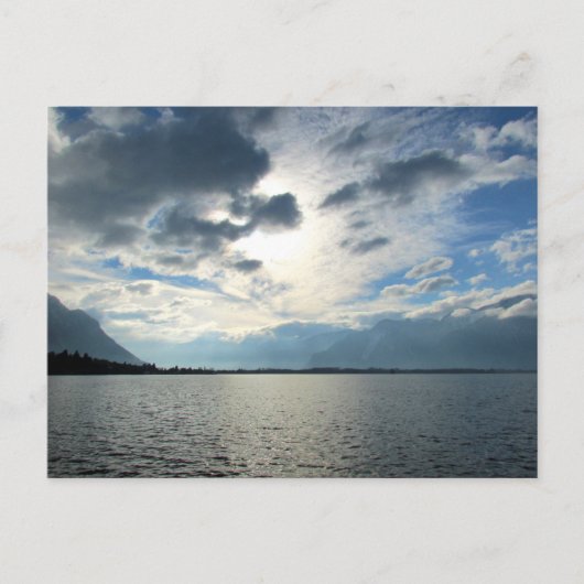 Aussicht auf den Genfer See und die Alpen Postkarte (Vorderseite)