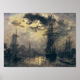 Aussicht auf den Hafen oder die Windmühlen im Poster