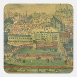 Aussicht auf den Königlichen Palast, Brüssel Quadratischer Aufkleber