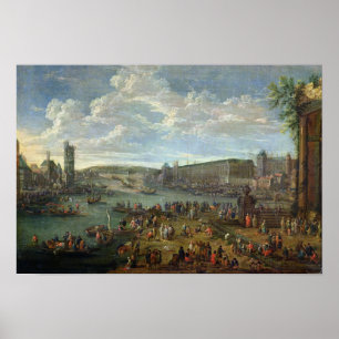 Aussicht auf den Louvre und die Tour de Nesles Poster