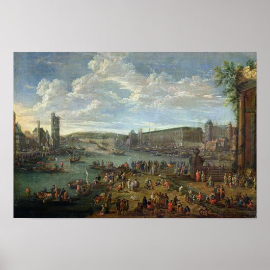 Aussicht auf den Louvre und die Tour de Nesles Poster (Vorne)