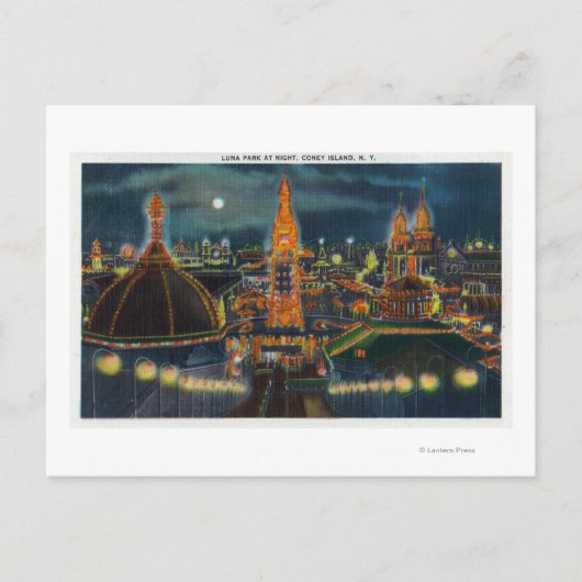 Aussicht auf den Luna Park bei Nacht Postkarte (Vorderseite)