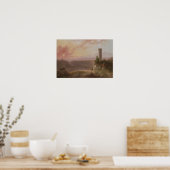 Aussicht auf den Nemi-See bei Sonnenuntergang Poster (Küche)