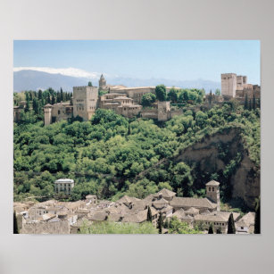 Aussicht auf den Palast der Alhambra Poster