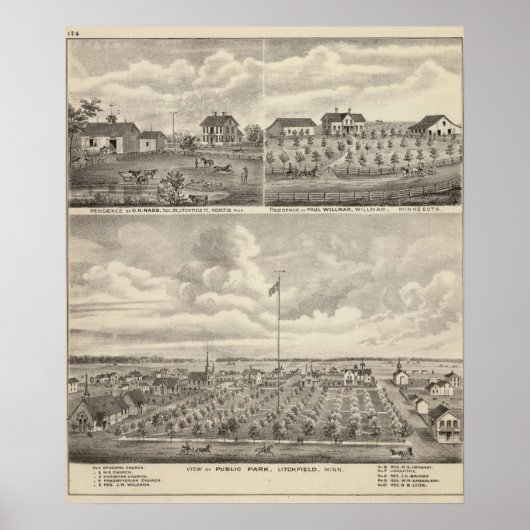 Aussicht auf den Park und die Residenz in Minnesot Poster (Vorne)