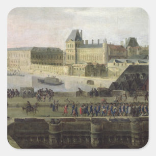 Aussicht auf den Pont-Neuf und die Seine Quadratischer Aufkleber