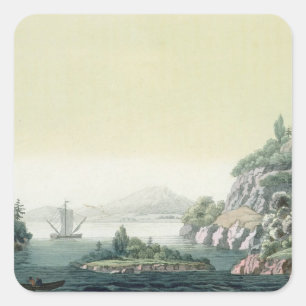 Aussicht auf den Potomac bei Monte Vernon (colou) Quadratischer Aufkleber