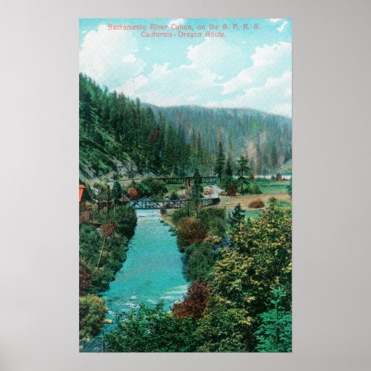 Aussicht auf den Sacramento River Canyon auf SP Poster (Vorne)