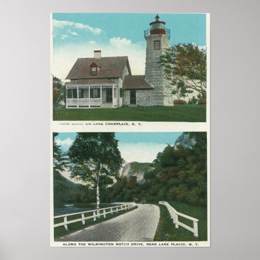 Aussicht auf den See Champlain Leuchtturm Poster (Vorne)