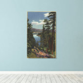 Aussicht auf den See durch die Pinien # 2 Leinwanddruck (Insitu (Holzboden))