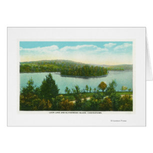 Aussicht auf den See Loon und die Insel Blythewood