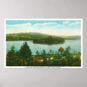 Aussicht auf den See Loon und die Insel Blythewood Poster
