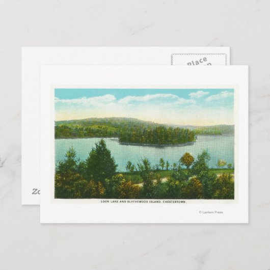 Aussicht auf den See Loon und die Insel Blythewood Postkarte (Vorne/Hinten)