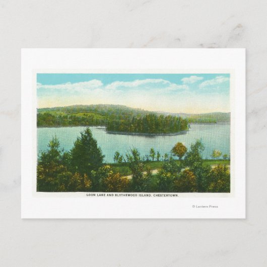 Aussicht auf den See Loon und die Insel Blythewood Postkarte (Vorderseite)