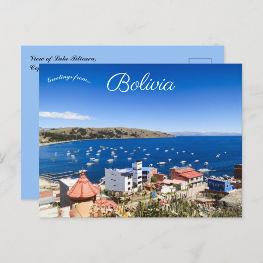 Aussicht auf den See Titicaca Copacabana Bolivien Postkarte (Vorne/Hinten)