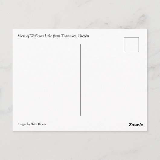 Aussicht auf den See Wallowa, Oregon Postkarte (Rückseite)