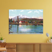 Aussicht auf den Shasta-Berg aus der Fischhalle Leinwanddruck (Insitu (Wohnzimmer))