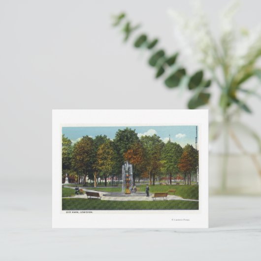 Aussicht auf den Stadtpark und den Brunnen Postkarte (Stehend Vorderseite)