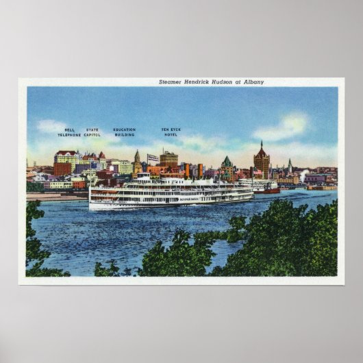 Aussicht auf den Steamer Hendrick Hudson Poster (Vorne)