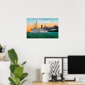 Aussicht auf den Steamer Jefferson Poster (Heimbüro)