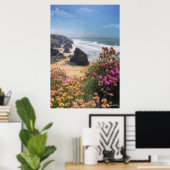 Aussicht auf den Strand mit Blume, Poster (Heimbüro)