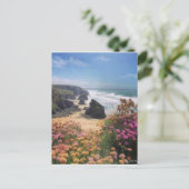 Aussicht auf den Strand mit Blume, Postkarte (Stehend Vorderseite)