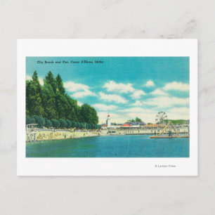 Aussicht auf den Strand und den Hafen Postkarte