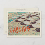 Aussicht auf den Strand von Cascais, Portugal Postkarte (Vorne/Hinten)