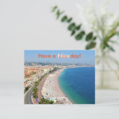 Aussicht auf den Strand von Nizza, Frankreich Postkarte (Stehend Vorderseite)