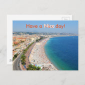 Aussicht auf den Strand von Nizza, Frankreich Postkarte (Vorne/Hinten)