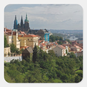 Aussicht auf den Vitus-Dom, Prag, Tschechien Quadratischer Aufkleber