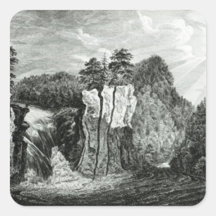 Aussicht auf den Wasserfall des Passaic River, New Quadratischer Aufkleber