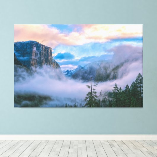 Aussicht auf den Yosemite-Tunnel im Nebel bei Sonn Leinwanddruck (Insitu (Holzboden))