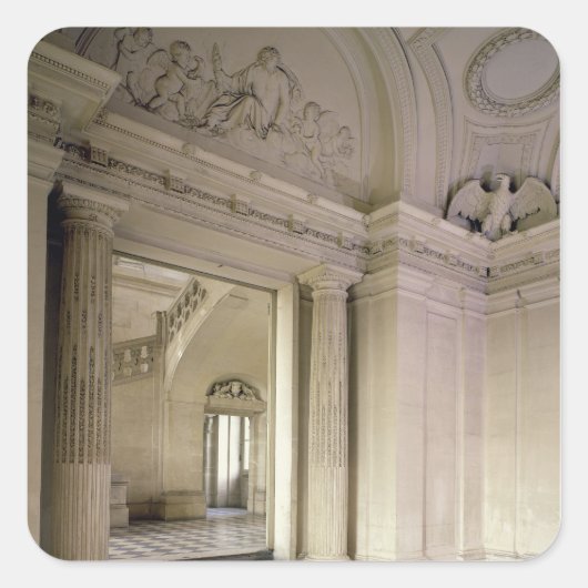 Aussicht auf den zentralen Vestibül, erbaut 1642-5 Quadratischer Aufkleber (Vorderseite)